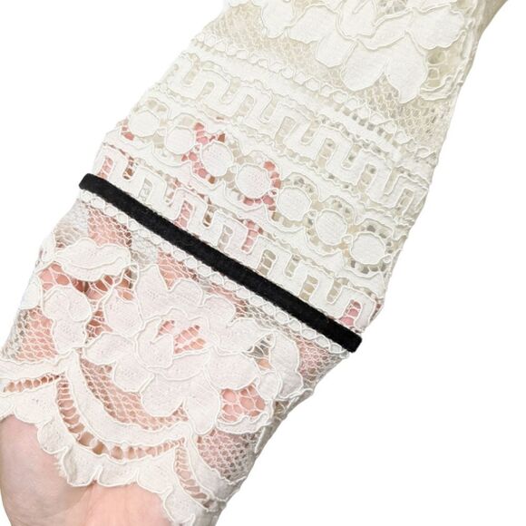 TALBOTS Lace Romantic Velvet Trim Blouse XS - Picture 3 of 7